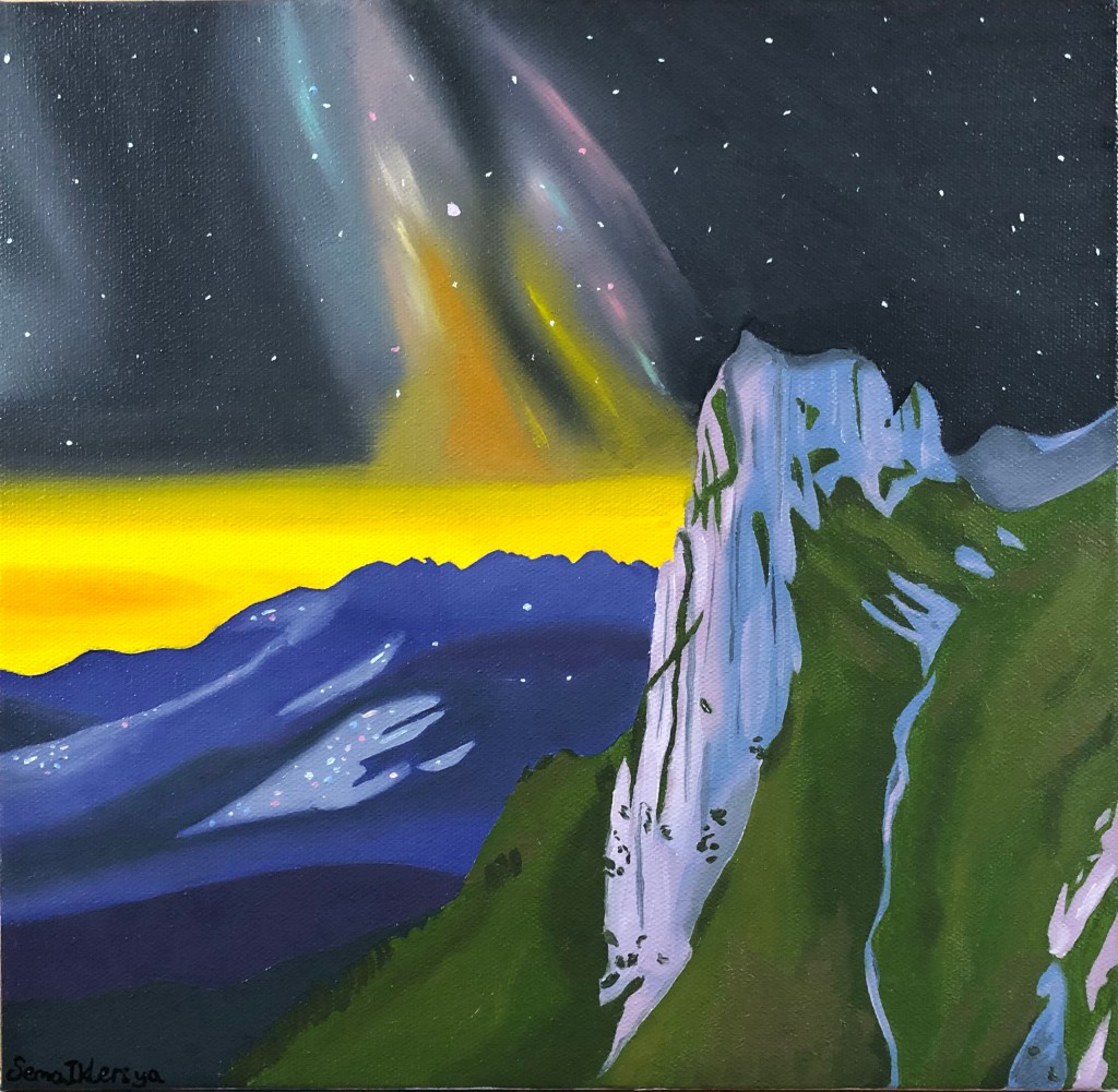 Colourful mountain art